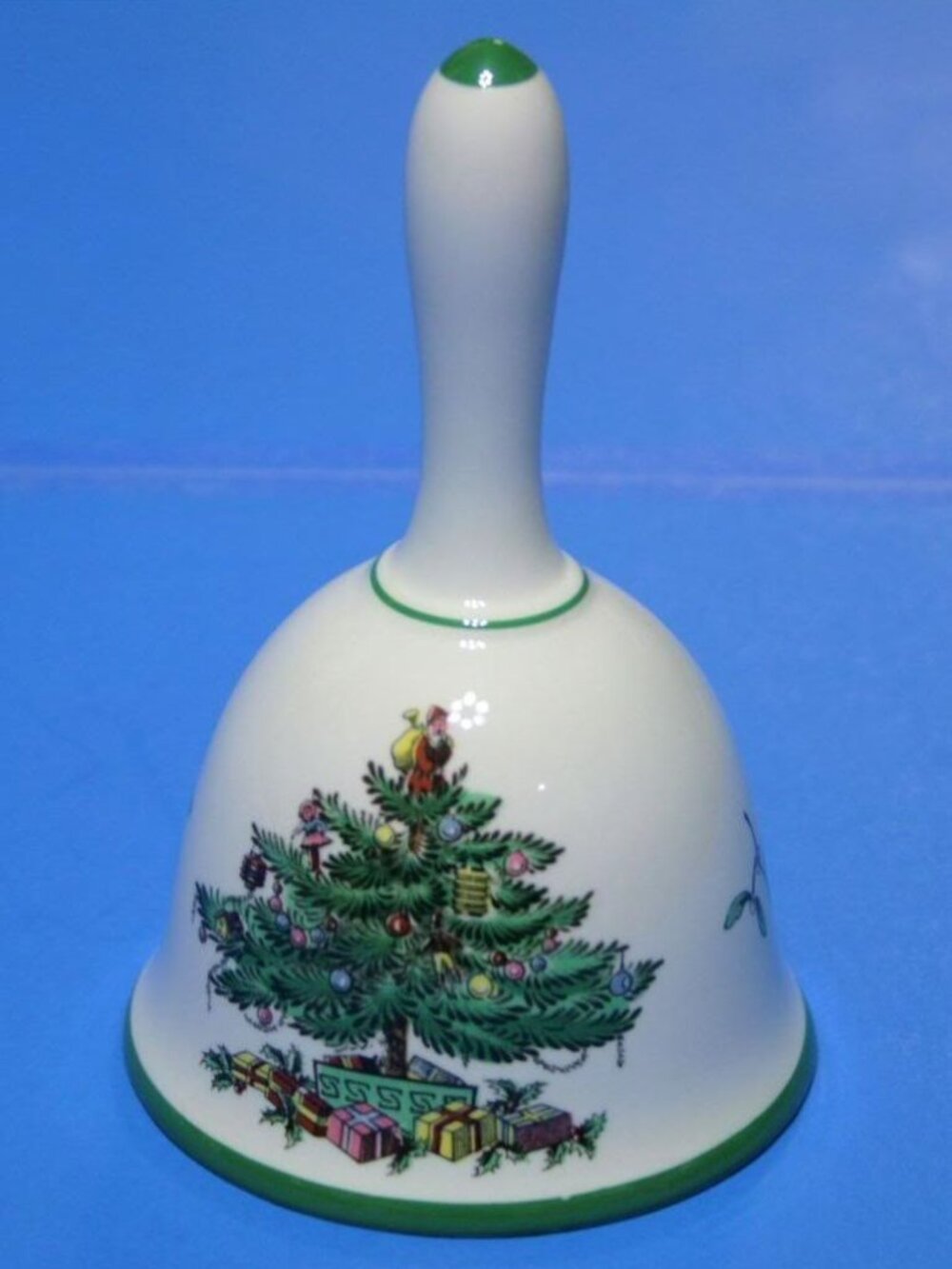 VTG CHRISTMAS TREE SPODE ENGLAND DINNER BELL DECORATED ON BOTH SIDES S3324 -I